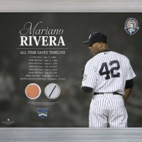 MLB 뉴욕 양키즈 Mariano Rivera All-Time Saves Timeline 져지 and Dirt Collage Photo, 11x14-Inch