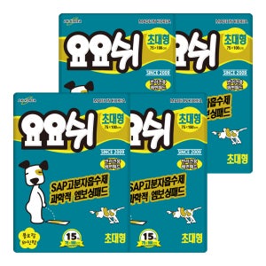 [요요쉬] 초대형 플로랄와인향 15매 X 4P (60매) / 배변패드 / 애견패드 / 강아지패드 / 배변용품 / 배변훈련