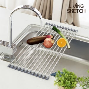 [리빙스케치] 퀸스 씽크롤 선반 물빠짐 매트 싱크대 거치대 국내제작
