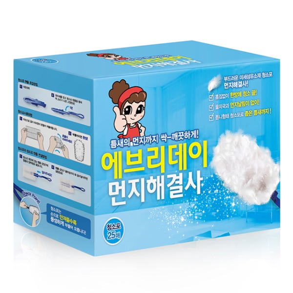 에브리데이 먼지해결사 정전기 먼지털이 떨이 떨이개 리필25매+핸들1개