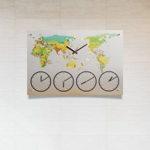 세계시간벽시계 5개국 800 x 540 월드지도시계 사무실 회의실 여행사 어학원