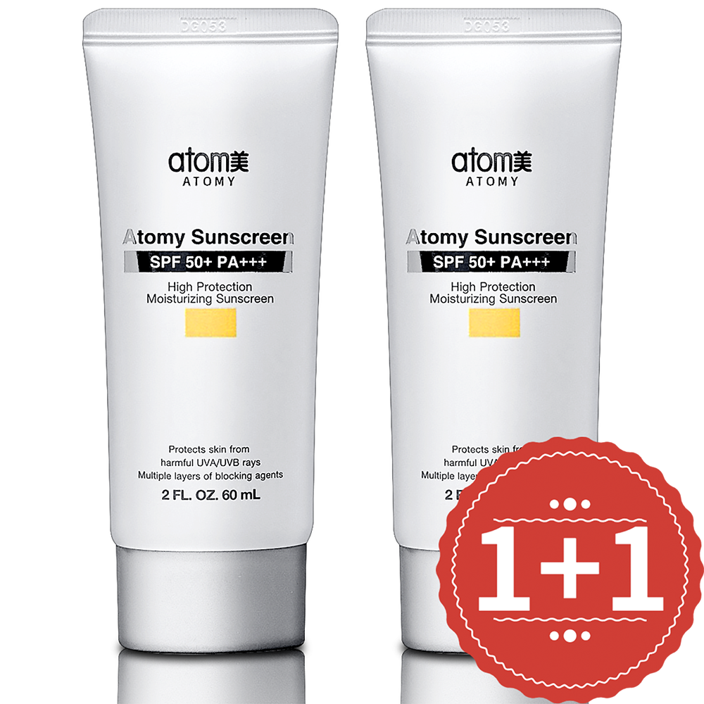 <b>애터미</b> 선크림 베이지 60ml SPF50+ 선블록 톤업 백탁현상 눈시림없는 썬크림 1+1