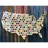 비어 캡 맵스 미국 지도 맥주 뚜껑 홀더 (Beer Cap Maps Wood USA Map)