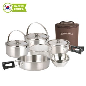 국내생산 에코 통3중 코펠4인 세트(손잡이 부착형)/ IH인덕션 304 스테인리스 국내제조