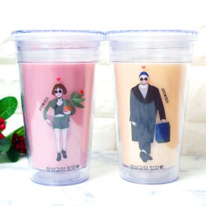 메시지 아이스 콜드컵 레옹 앤 마틸다 - 주문제작 텀블러 빨대컵 투명컵 레터링