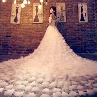 셀프 웨딩 롱드레스 웨딩 드레스 맞춤 신부 2018 새로운 웨딩 드레스 어깨