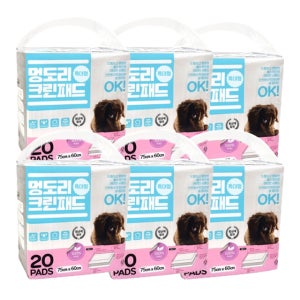 멍도리 크린 패드 특대형 20매 x 6 총 120매 대용량 배변패드
