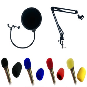 마이크 팝필터 팝스크린 1인 방송 녹음용 탁상 책상 거치대 스탠드 스펀지 관절 스텐드 마이크솜 커버 덮개
