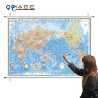 맵소프트 세계지도 중형 코팅족자형 벽걸이 인테리어 1m 50cm X 1m 10cm