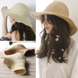 쿠키&크림 챙이 넓은 여행필수 밀짚모자