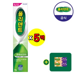 폴리덴트 의치 부착재/의치 접착제 (민트향) 70gx5개+샘플 2개 증정