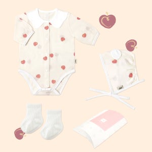 메르베 여름 신생아바디수트 모자 양말 백일선물 세트 50일 6개월 아기옷 (슈트+보넷+양말)