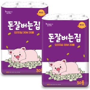 삼정펄프 돈잘버는집 3겹 데코 화장지 휴지 30m, 30롤, 2팩