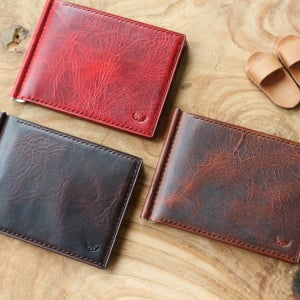 반다레더스튜디오 천연가죽 오픈포켓형 슬림 가죽머니클립