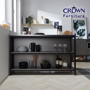 크라운퍼니쳐 모던딘 메탈그레이 수납 아일랜드식탁 홈바테이블 900X450