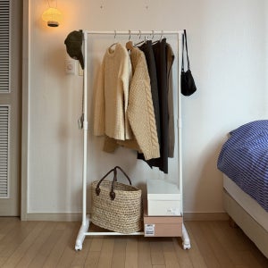 모던 행거 이동식 1단 미니 스탠드 옷걸이 원룸 틈새