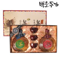 백운명주 19호 선물세트 (산삼주500ml + 홍삼주500ml + 잔 3개 / 13도)