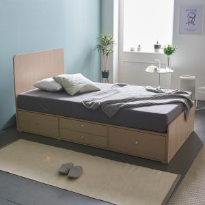 케이컴퍼니 이음 일반 헤드 슈퍼싱글 침대 세트 독립 포켓 매트리스 서랍 수납 벙커 베드