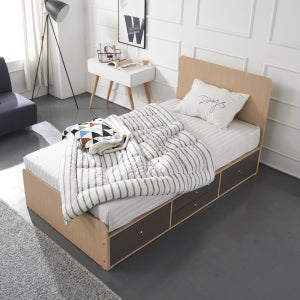 케이컴퍼니 이음 일반 헤드 슈퍼싱글 침대 세트 독립 포켓 40T 토퍼 매트리스 SS 베드