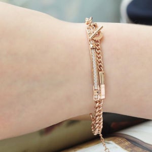 럭셔리 18k 여자 금 스틱 체인 팔찌