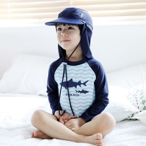 플랩캡 네이비 모자 아기 유아 아동 공용 물놀이 모자