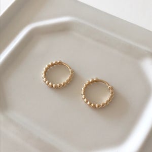 토프 골드볼 링귀걸이 - 14k 18k gold 원터치 작은 링 버블 금 귀걸이