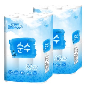순수 무형광 화장지 3겹30롤x2팩 두루마리 휴지