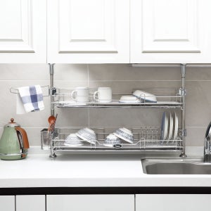 아이넥스 프리미엄 올스텐 2단 주방 싱크대 선반 기둥형 800 식기 건조대 그릇 정리대