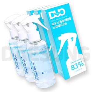 듀오 소독용 에탄올 스프레이 150ml X3개 뿌리는 살균 생활 손 소독제