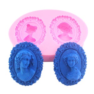 앤틱 2구 여인 데코몰드 [2구] 엔틱 실리콘 석고방향제 캔들 수제몰드