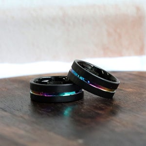 텅스텐 티타늄반지 스테인리스 빈티지 레인보우링