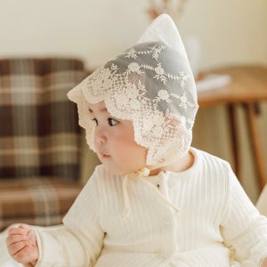 아기 돌 백일베이비레이스 보넷 꽃송이 코튼