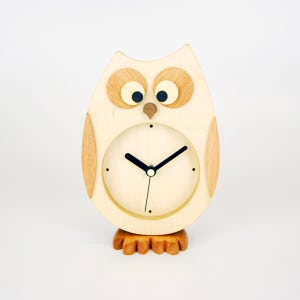 자작나무 인테리어 무소음 부엉이탁상시계 wbc1803
