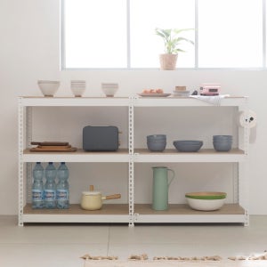 스피드랙 조립식앵글 수납장 3단 (백색, 검정) 양면코팅합판 9T 600x300x1200