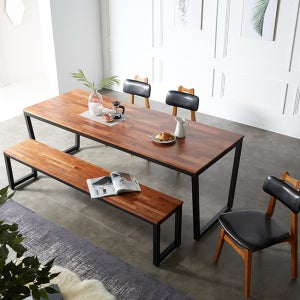 푸른숲가구 멀바우원목 4인용 1200x700 6인용 식탁세트 (사다리꼴다리)