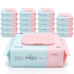 미엘 물티슈 클래식 캡형 100매 20팩 평량 50g 유아용 저자극 대용량