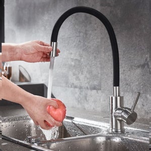 주방 블랙 거위목 수전 국산 싱크대 수전