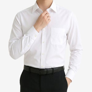 [데일리] 남자 행사 단체 출퇴근 구김없는 정장 하얀색 기본 긴팔 와이셔츠 MN001