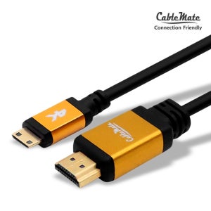케이블메이트 HDMI 2.0 to 미니 Mini HDMI 골드메탈 케이블 1m, 1개