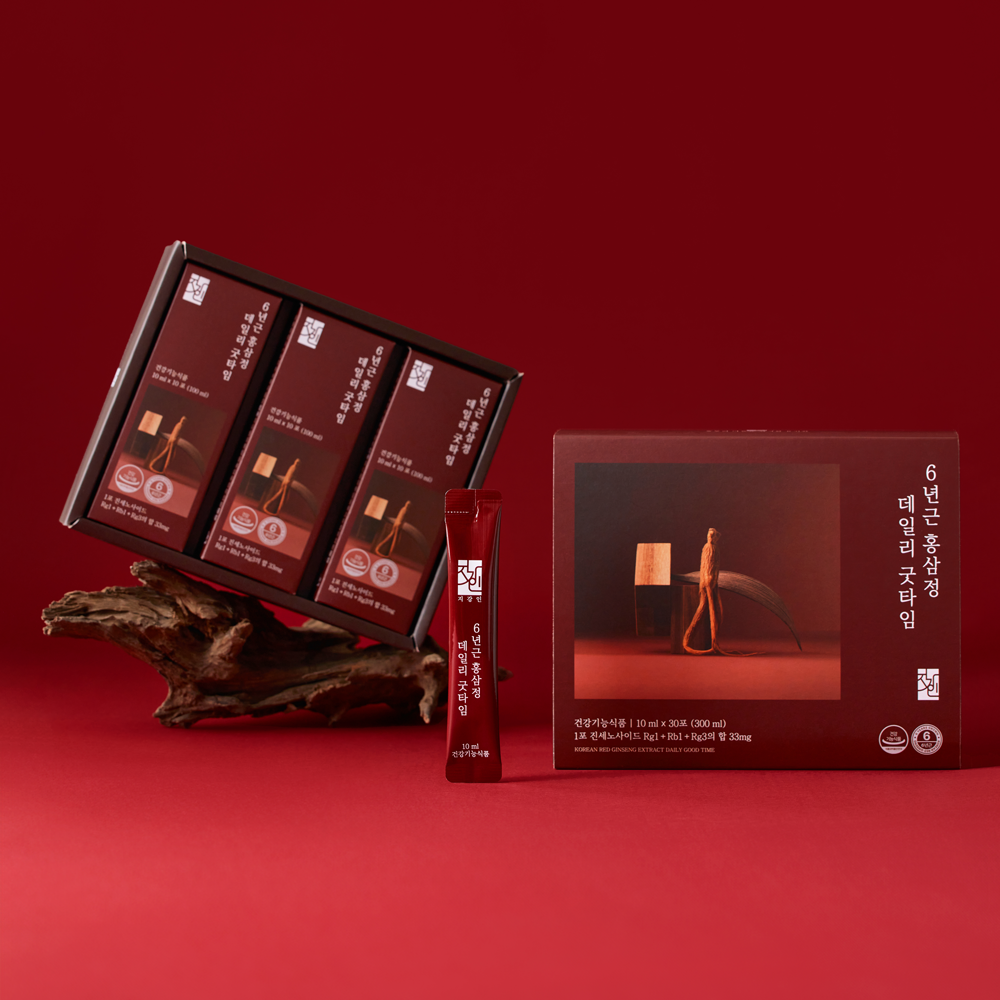 데일리굿타임 6년근 <b>홍삼</b>정 진세노사이드 33mg <b>홍삼</b>스틱 10ml 30포
