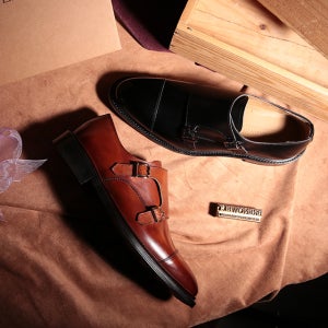 프리미엄 럭셔리 더블몽크스트랩 굿이어웰트