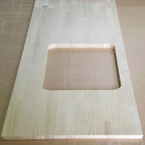 미송 집성목 40x100mm 원목 목재재단 CNC가공 원형상판 사각타공 나무판 선반