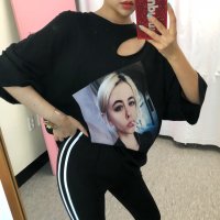 [픽츄샵 단독] 여성 반팔티 프린팅 박시핏 프린트 롱 티셔츠
