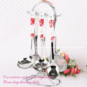 [현우] 국산 플라워 칸타타 키친툴 7P세트/국자/뒤지기/볶음스푼/거품기/망국자/조리기구세트/씨엔큐