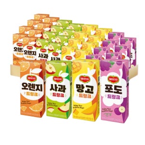 델몬트 드링크 오렌지 망고 포도 사과 190ml 8팩씩 총32팩 팩주스 과즙음료