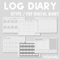 로그 불렛저널 다이어리 단품 (그레이) / 18-19년 / 아이패드 PDF 필기노트 서식 / 굿노트 노타빌리티 어플 속지 양식 no-019-022 [인프제스터디]