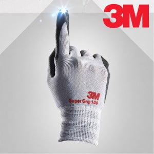 3M 장갑 슈퍼그립 100 그레이 작업용 안전 택배 NBR 반코팅장갑 목장갑 사계절