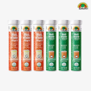 썬라이프 물에타먹는 발포비타민 멀티비타민+미네랄 오렌지 맛 20정 3병 + 오렌지&자몽 맛 20정 3병