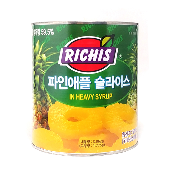 POLARIS PINEAPPLE CANNERY 리치스 파인애플 슬라이스 836g x4개