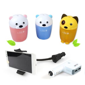 차량용품 초고속 차량용 멀티 충전기 충전겸용 거치대 USB 동물 가습기